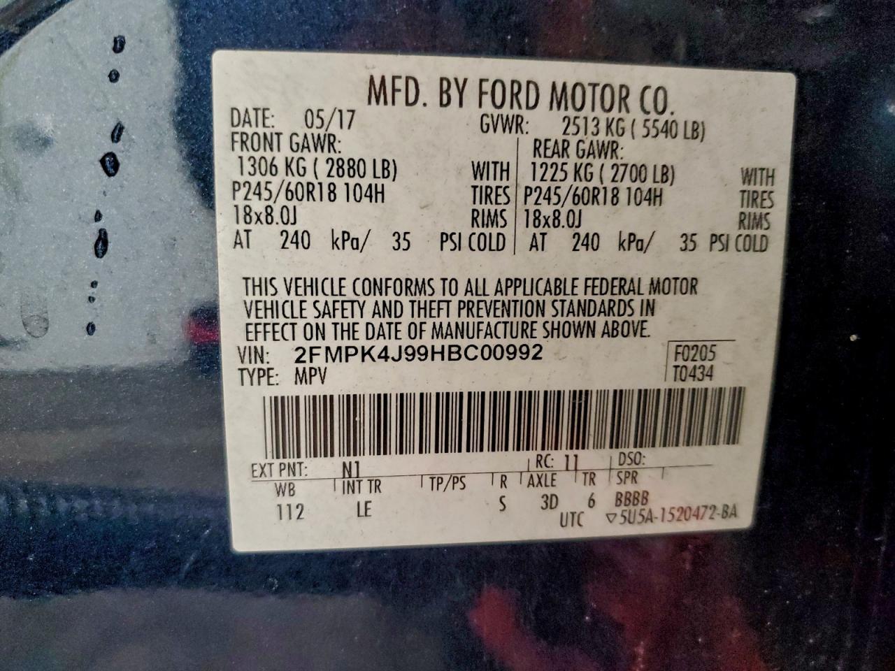 2017 FORD EDGE SEL photo 37