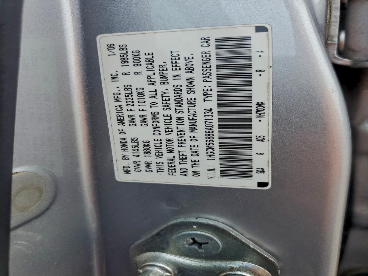 2006 HONDA ACCORD EX photo 12