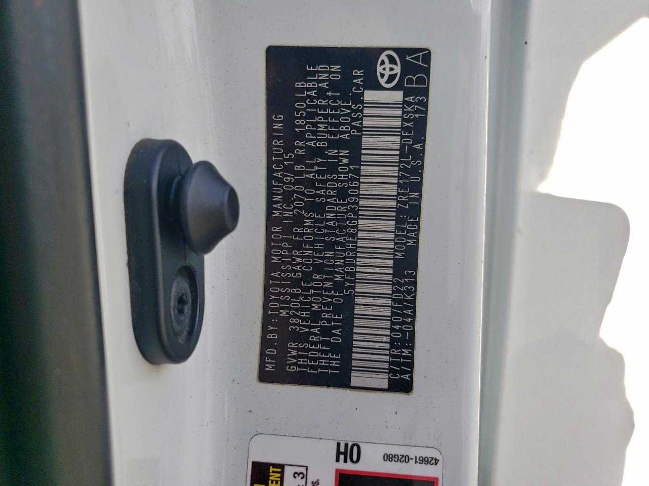 2016 TOYOTA COROLLA L photo 12