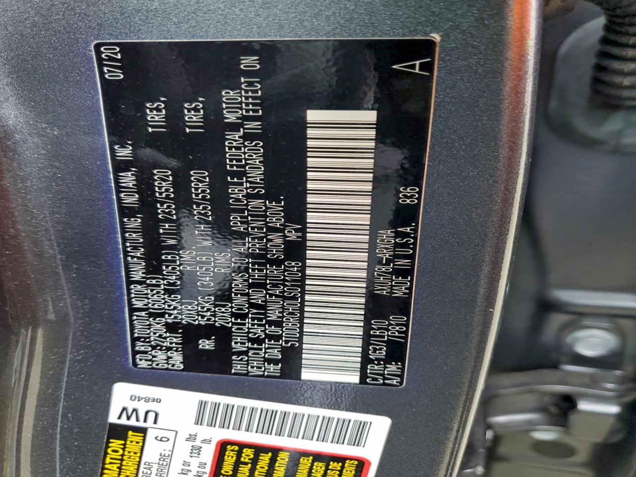 2020 TOYOTA HIGHLANDER HYBRID LIMITED photo 13