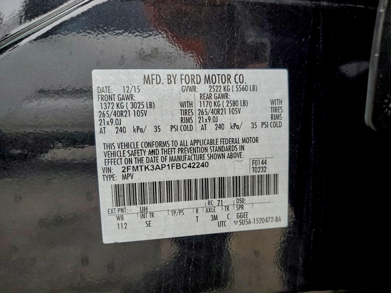 2015 FORD EDGE SPORT photo 27