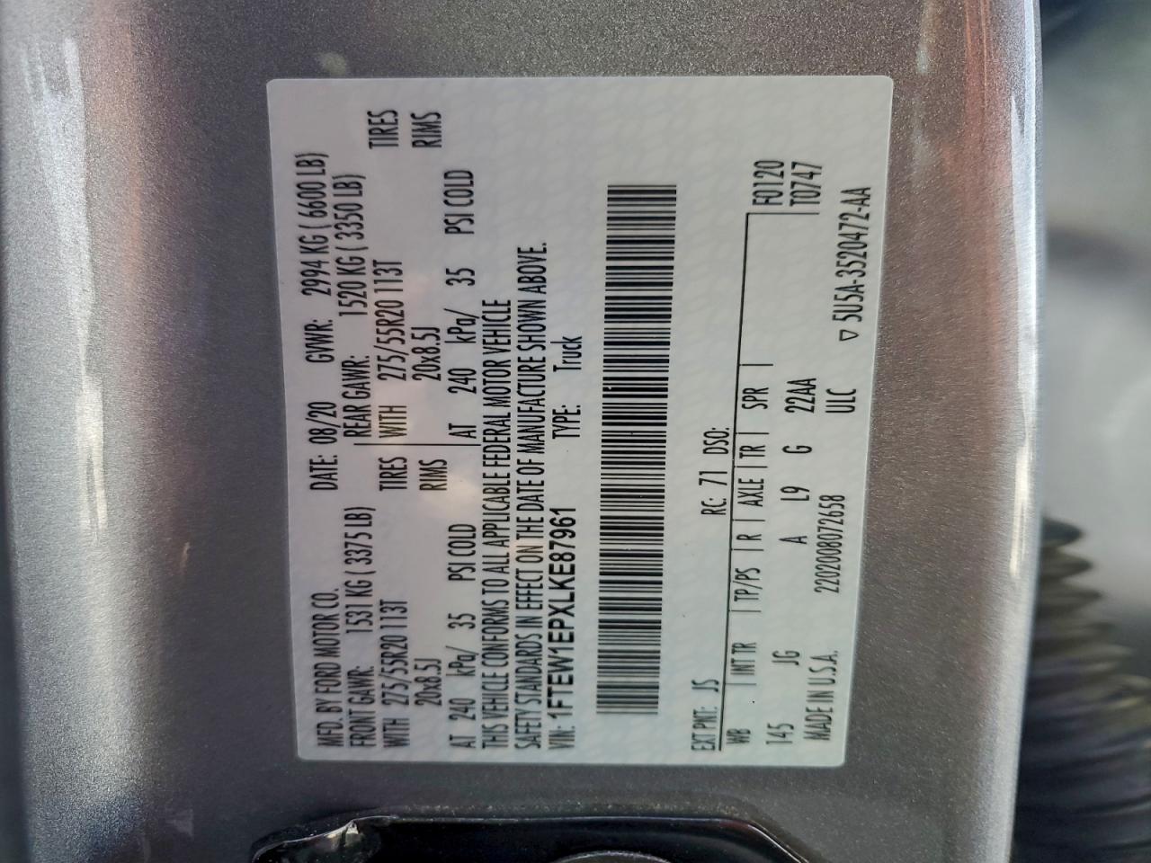 2020 FORD F150 SUPERCREW photo 23