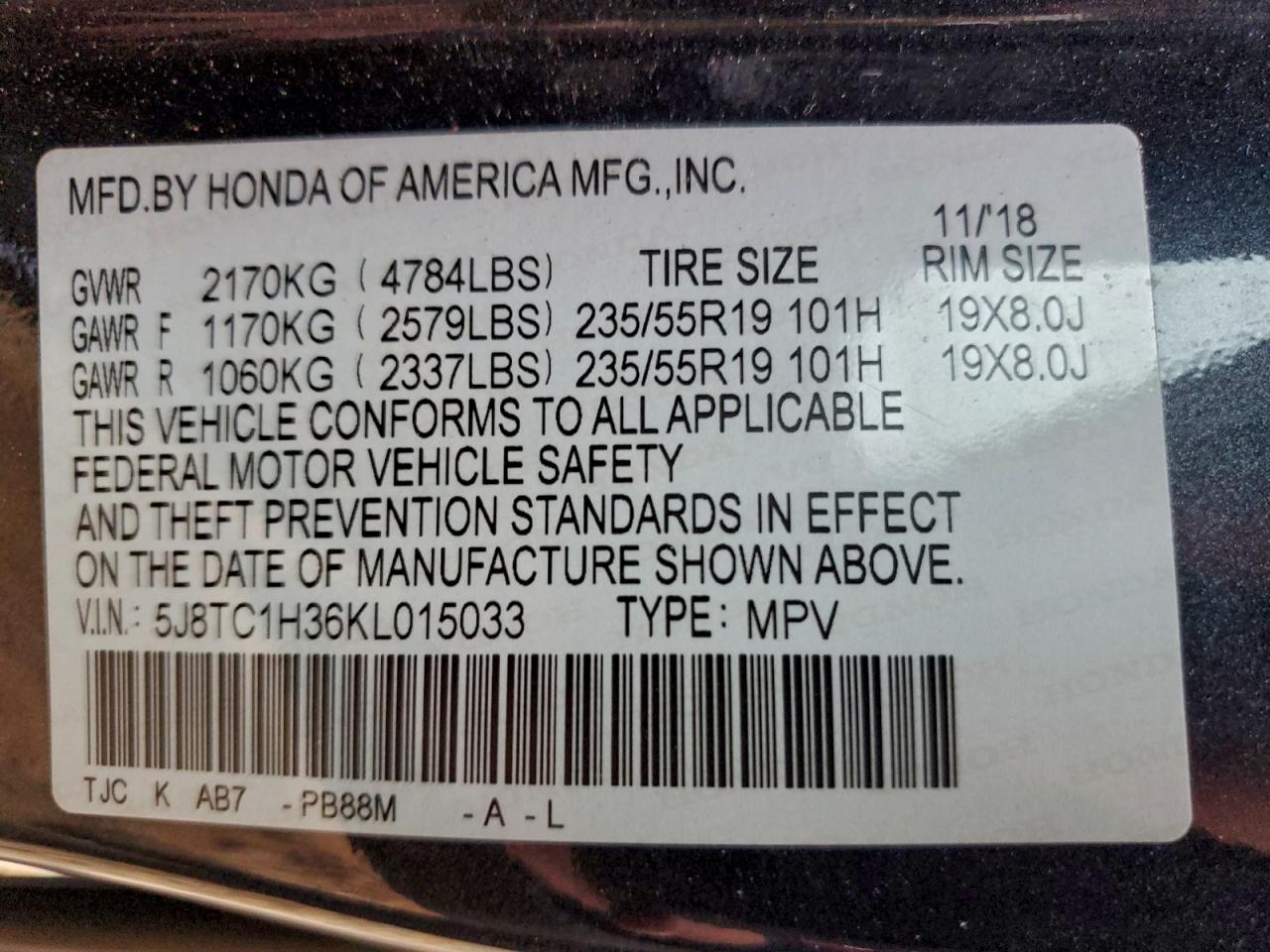 2019 ACURA RDX photo 14