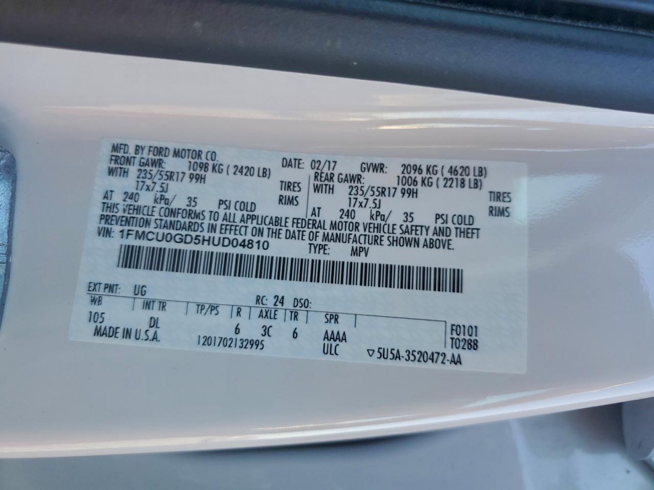 2017 FORD ESCAPE SE photo 49