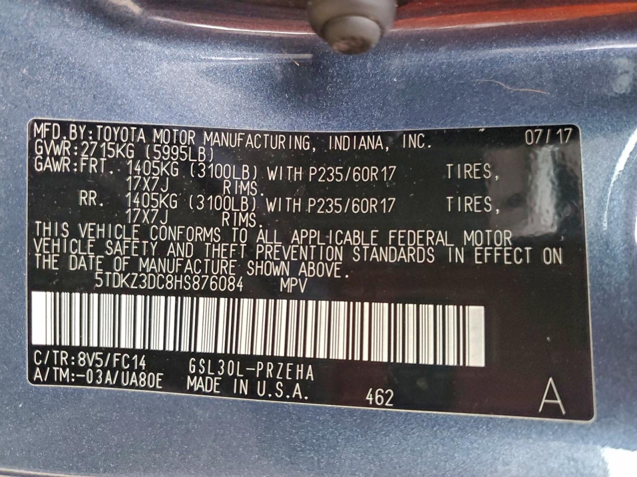 2017 TOYOTA SIENNA LE photo 14