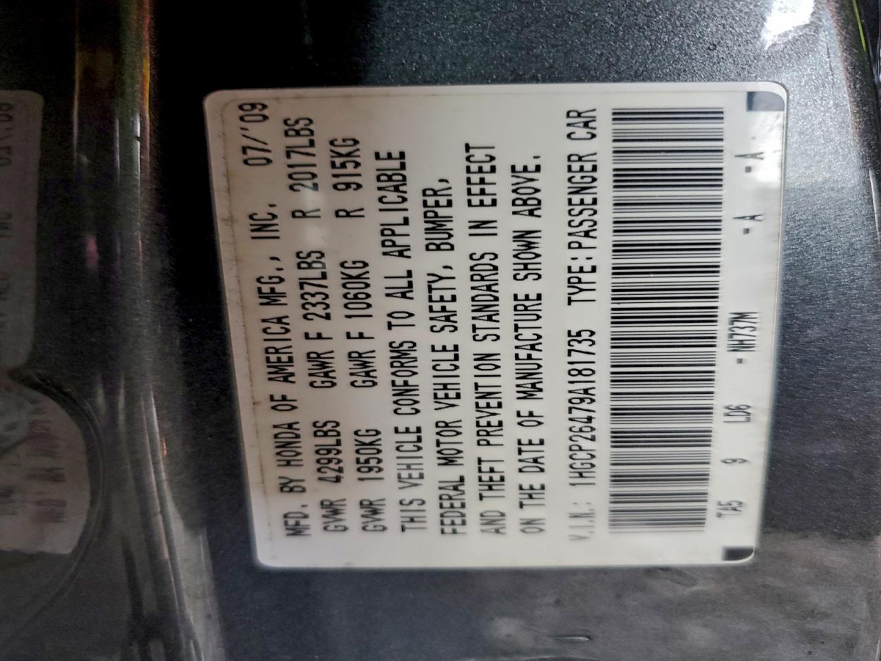 2009 HONDA ACCORD LXP photo 23
