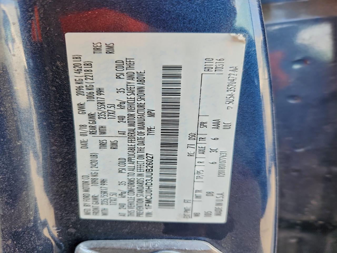 2018 FORD ESCAPE SEL photo 12
