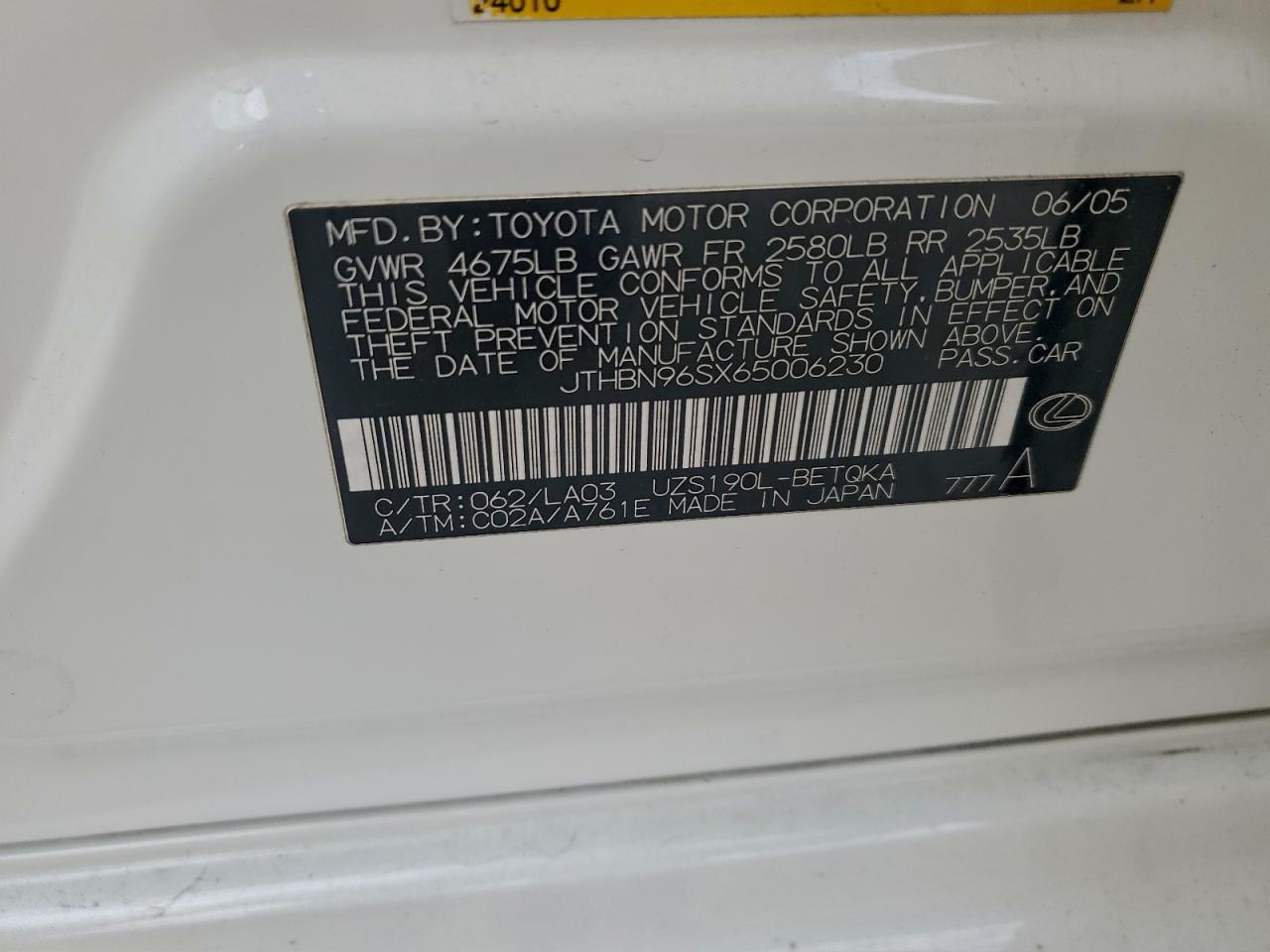 2006 LEXUS GS 430 photo 12