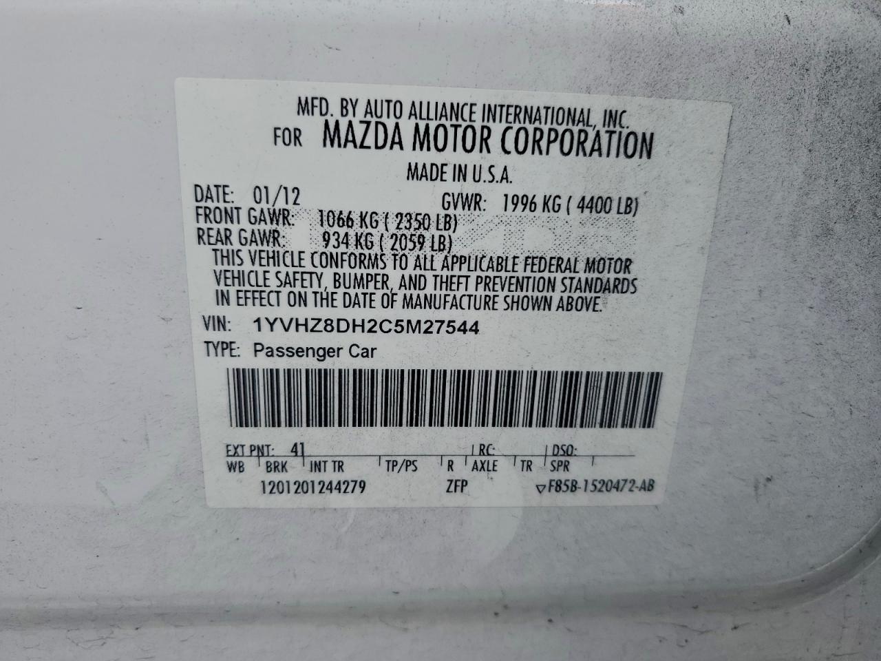 2012 MAZDA 6 I photo 12