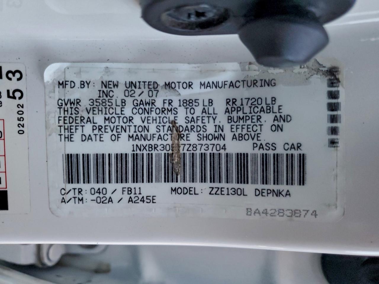 2007 TOYOTA COROLLA photo 23