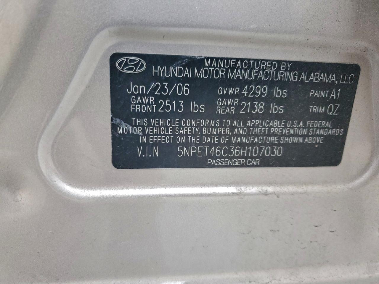 2006 HYUNDAI SONATA GL photo 34