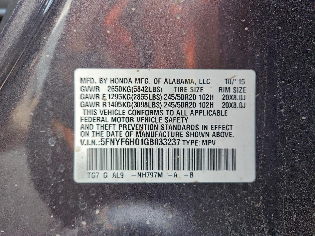 2016 HONDA PILOT ELITE photo 14