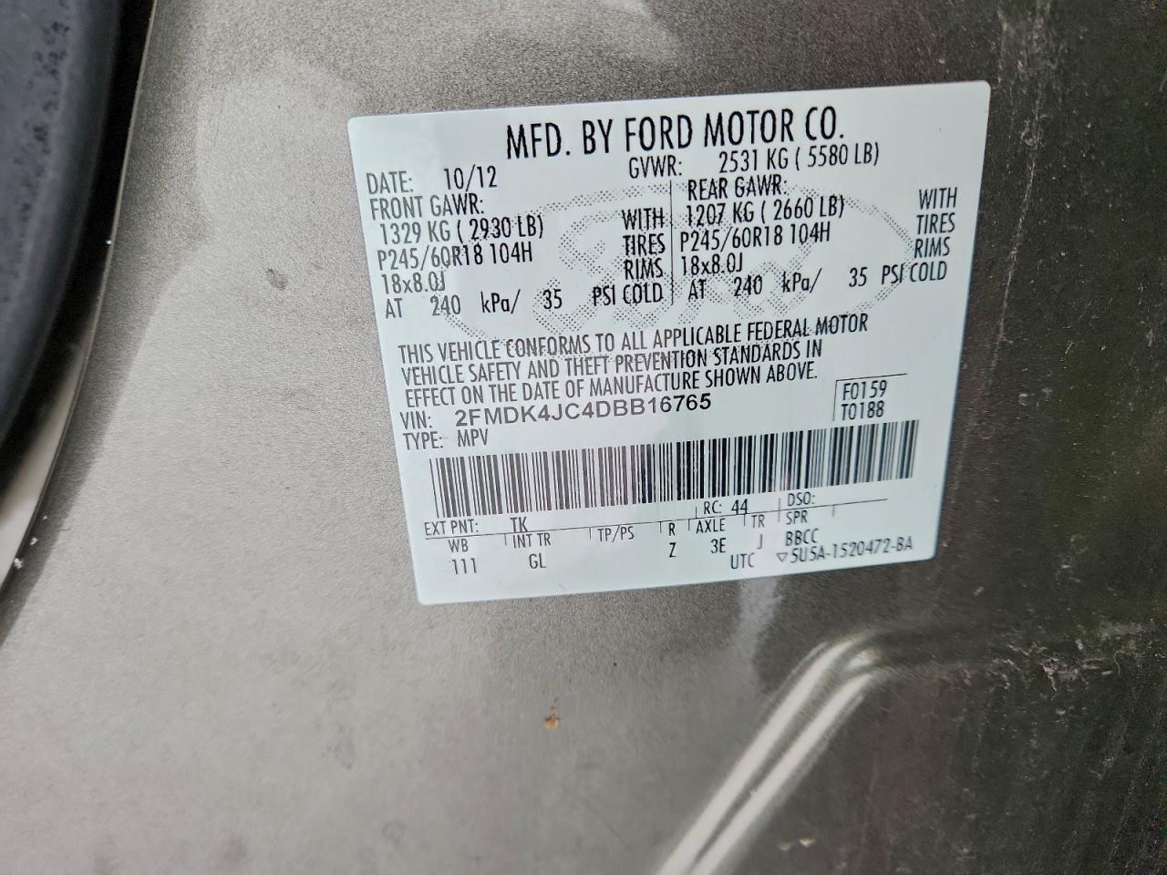 2013 FORD EDGE SEL photo 14