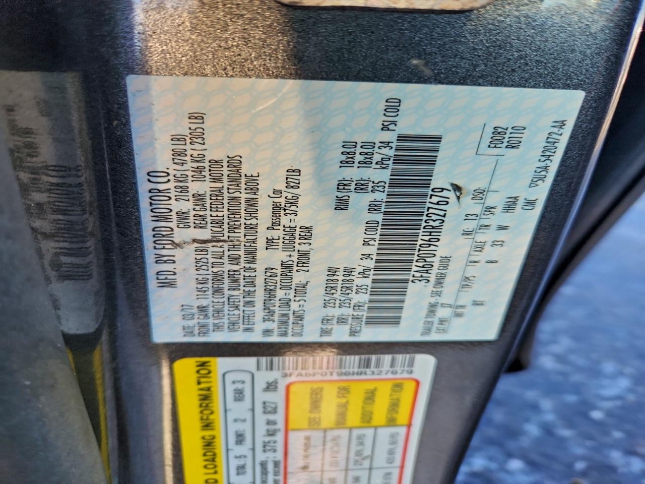 2017 FORD FUSION SE photo 12