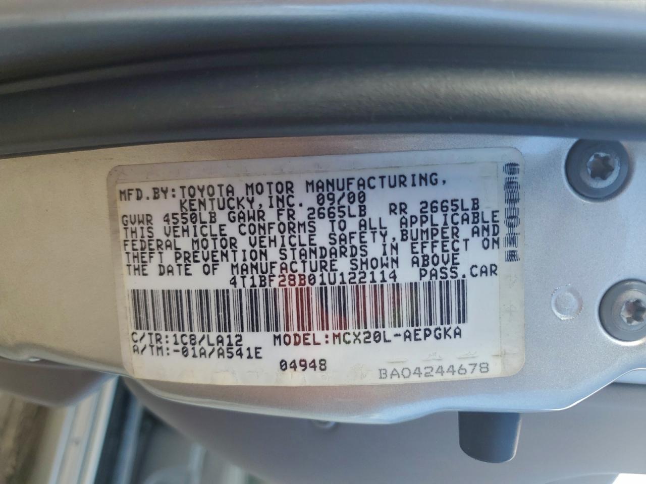 2001 TOYOTA AVALON XL photo 34
