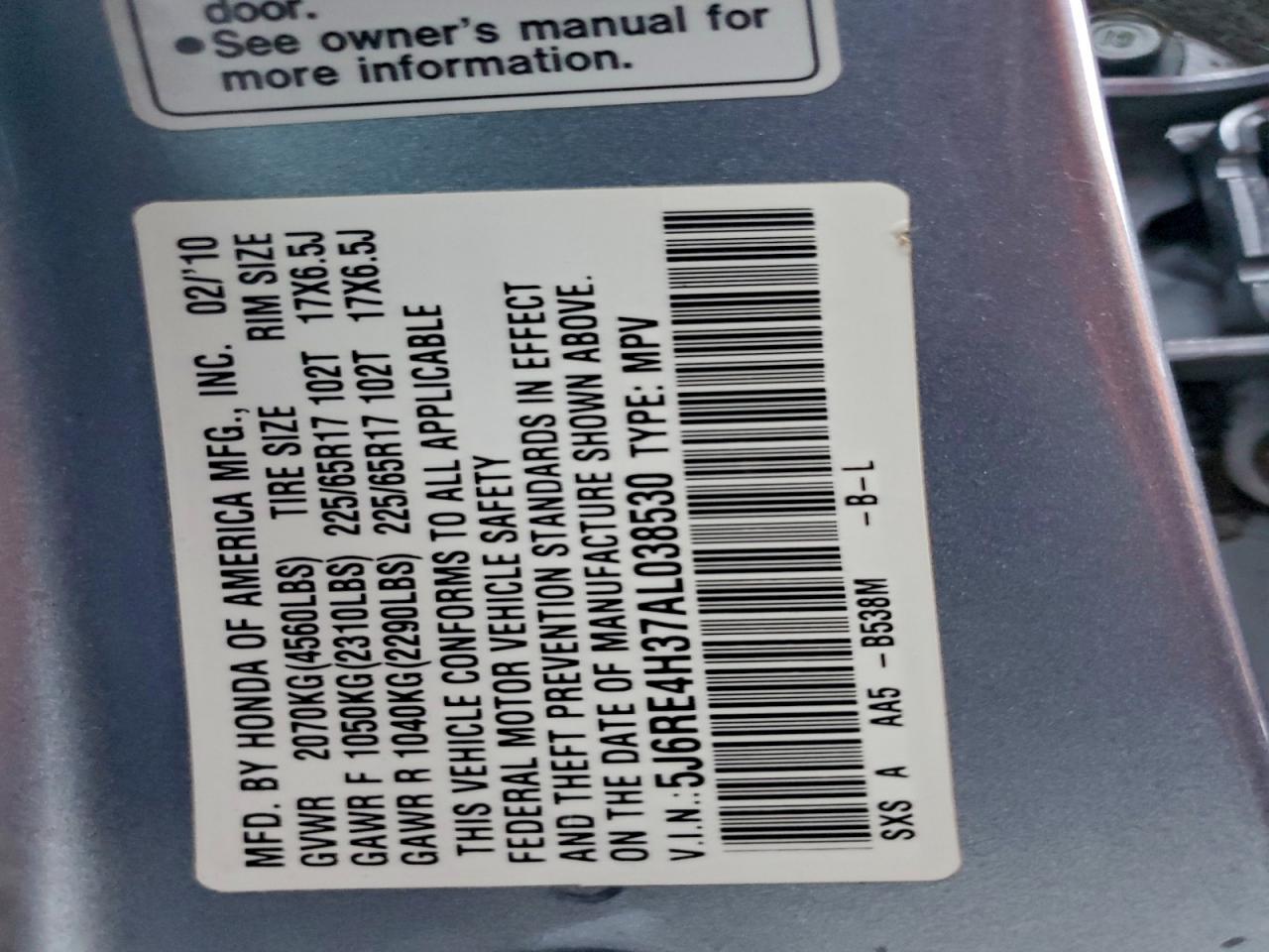 2010 HONDA CR-V LX photo 13