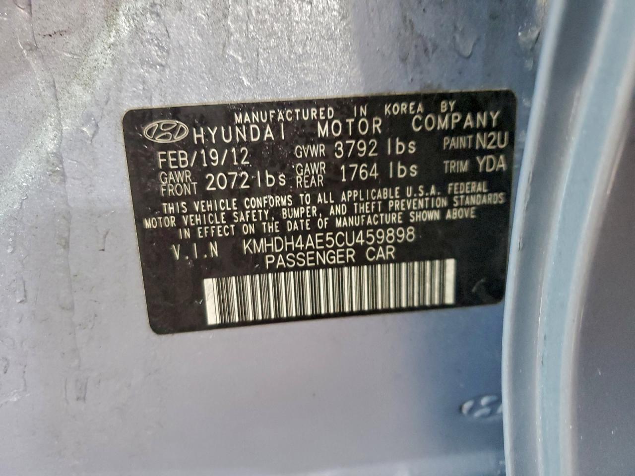 2012 HYUNDAI ELANTRA LIMITED photo 12