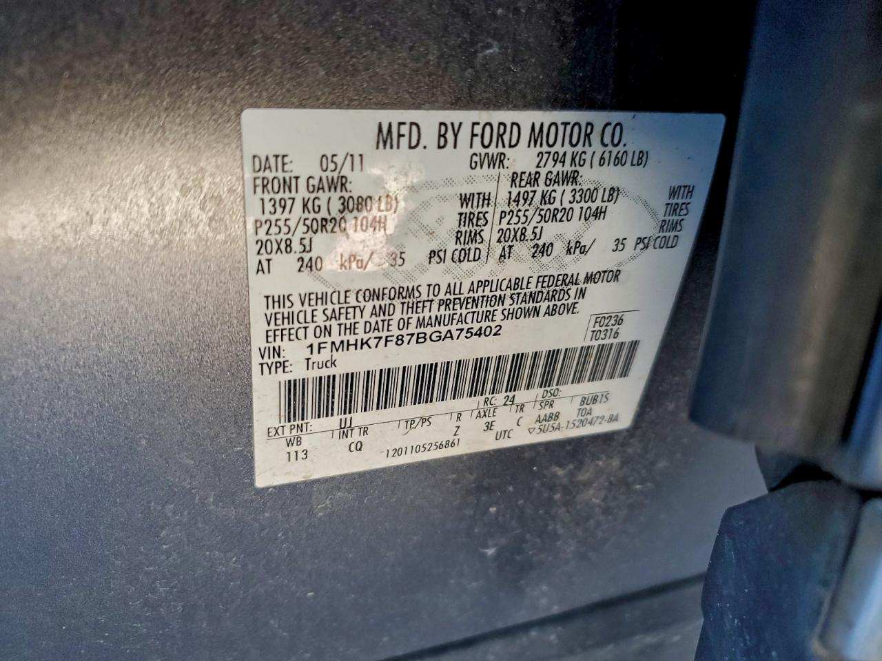 2011 FORD EXPLORER LIMITED photo 13