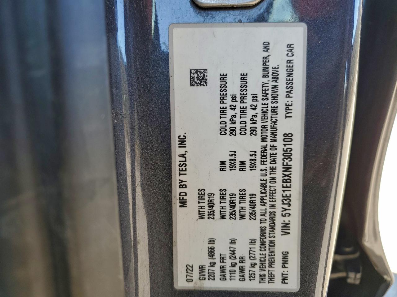 2022 TESLA MODEL 3 photo 12