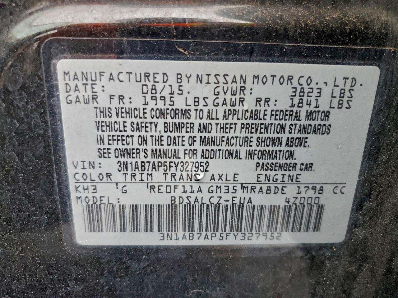 2015 NISSAN SENTRA S photo 12