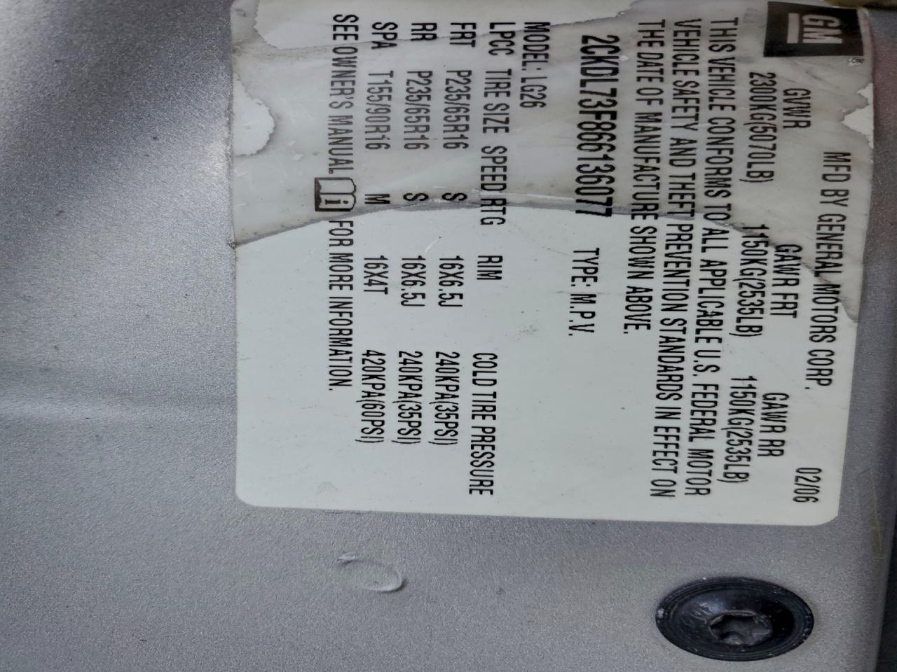 2006 PONTIAC TORRENT photo 37