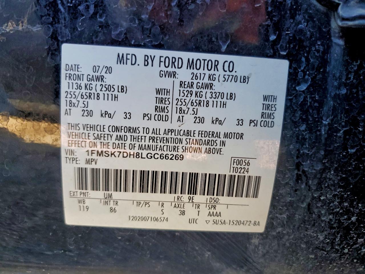 2020 FORD EXPLORER XLT photo 12