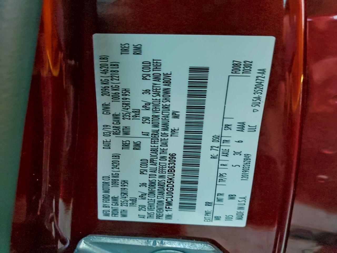 2019 FORD ESCAPE SE photo 14