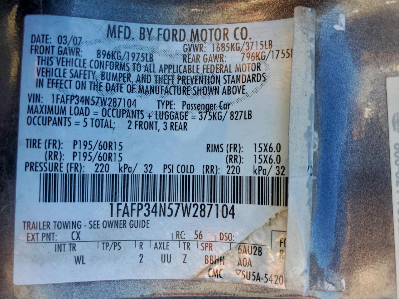2007 FORD FOCUS ZX4 photo 12