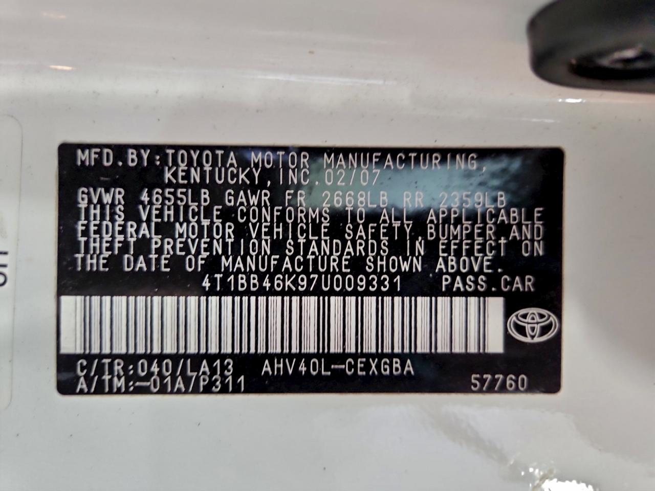 2007 TOYOTA CAMRY HYBRID photo 23