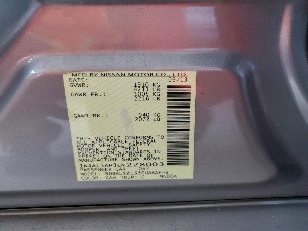 2014 NISSAN ALTIMA 2.5 SL photo 14