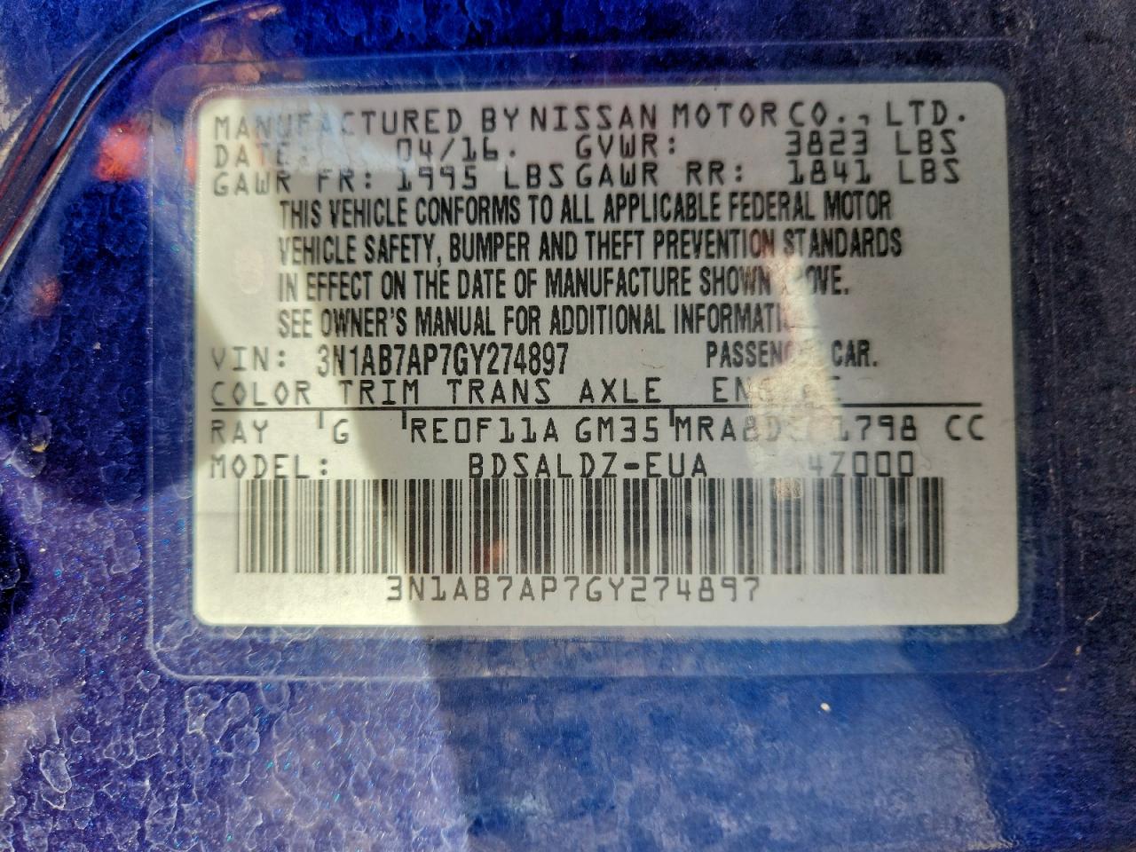 2016 NISSAN SENTRA S photo 12