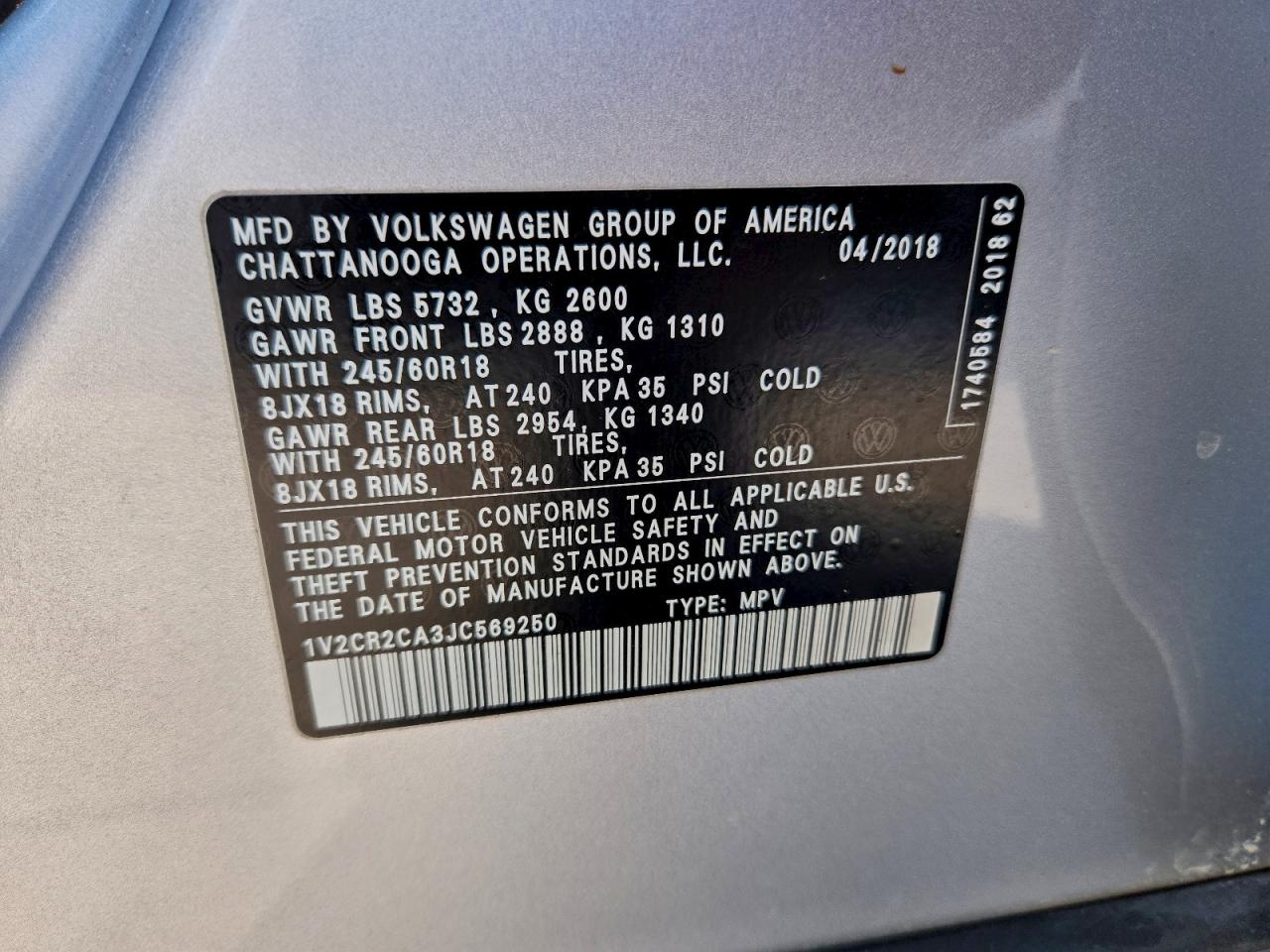 2018 VOLKSWAGEN ATLAS SE photo 45