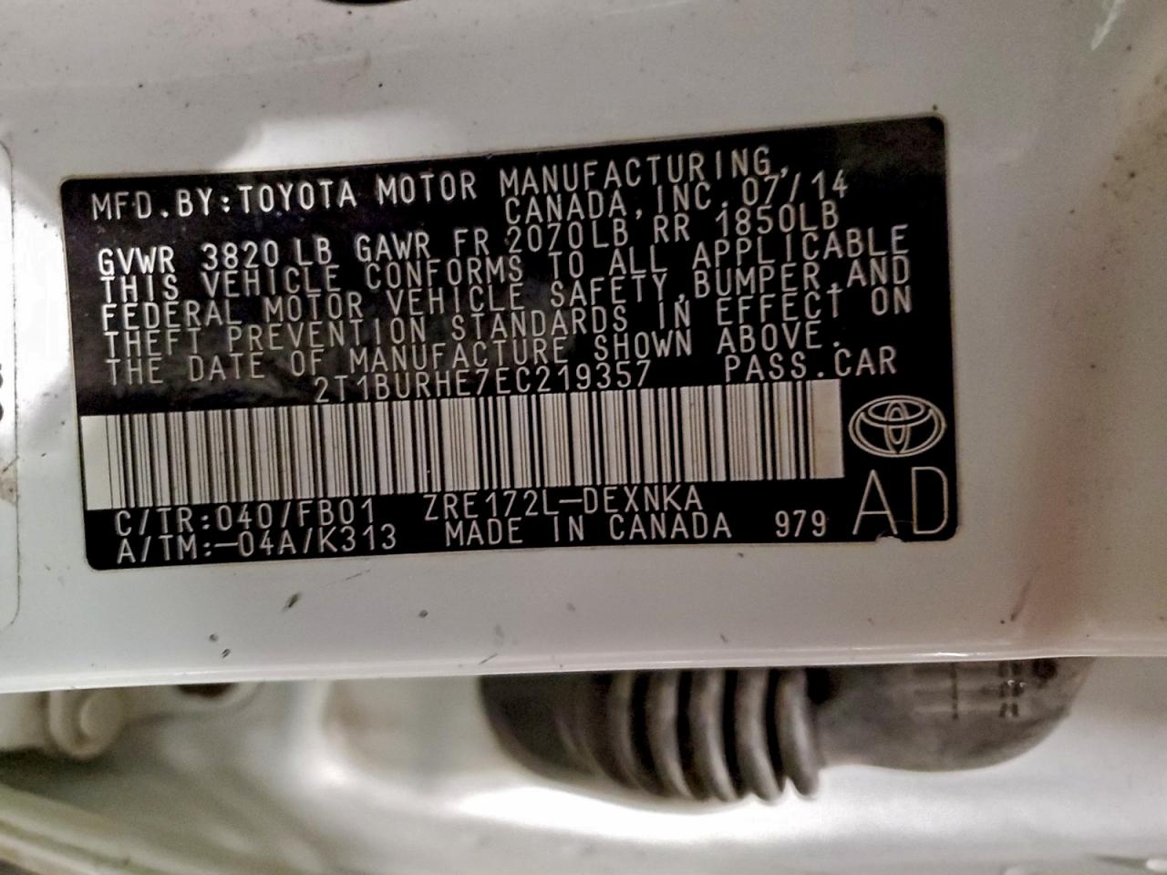 2014 TOYOTA COROLLA L photo 34