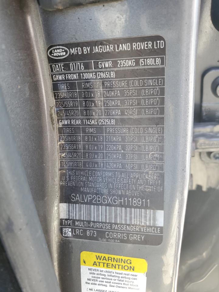 2016 LAND ROVER RANGE ROVER EVOQUE SE photo 37