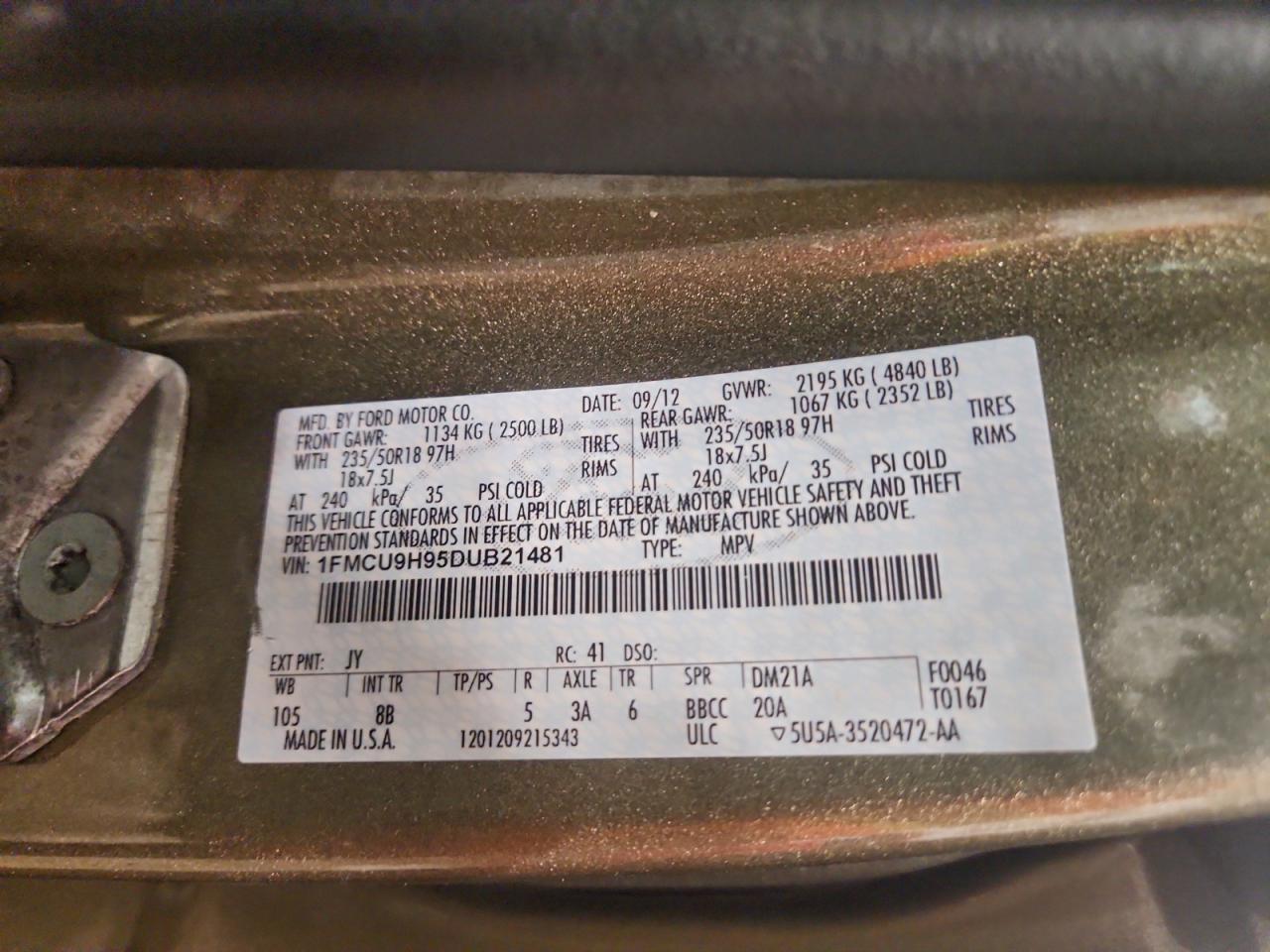 2013 FORD ESCAPE SEL photo 12