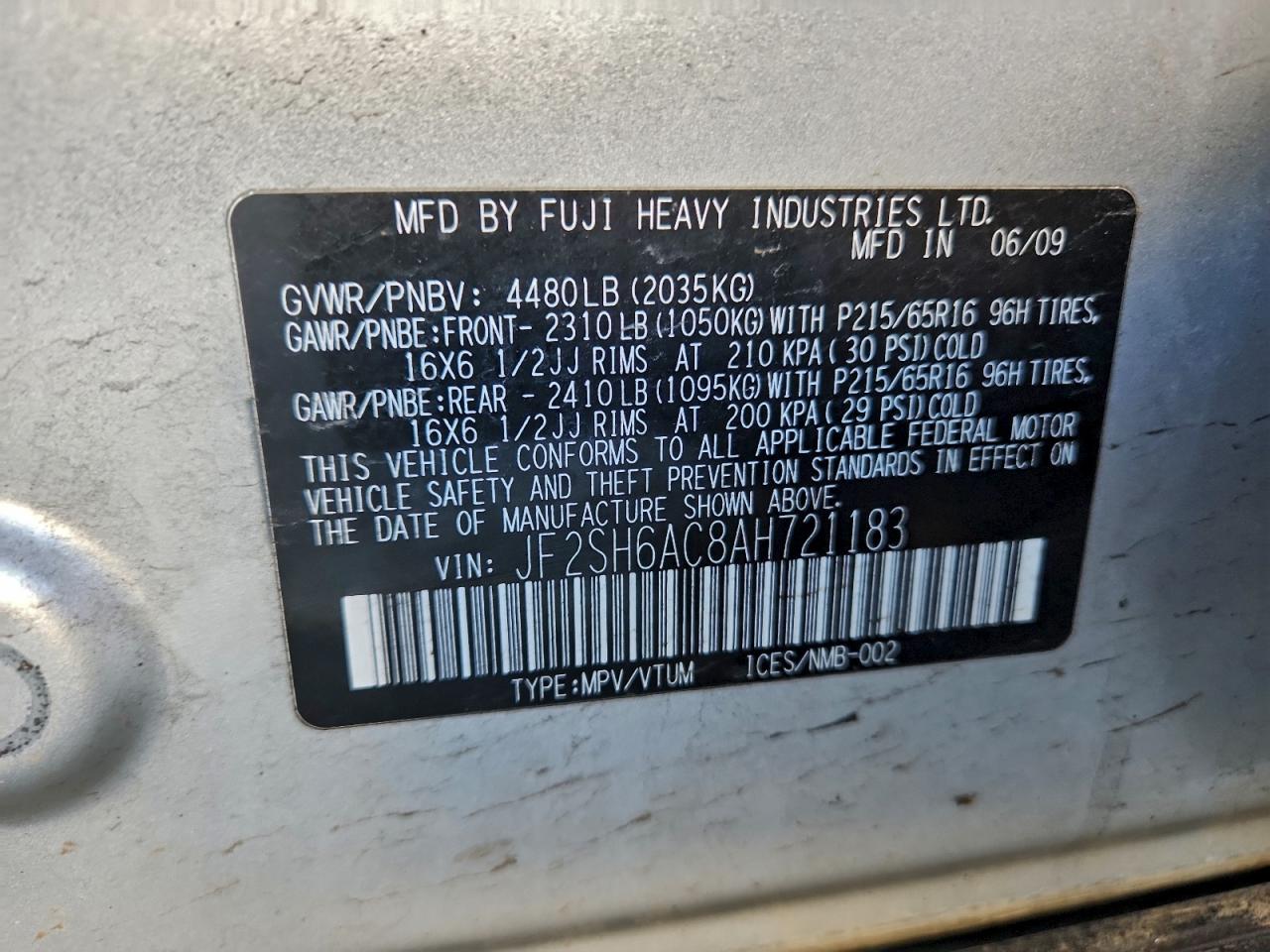 2010 SUBARU FORESTER 2.5X photo 12