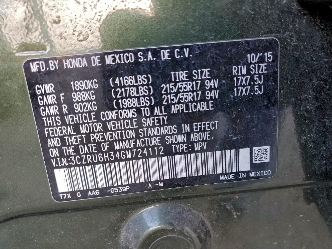 2016 HONDA HR-V LX photo 37