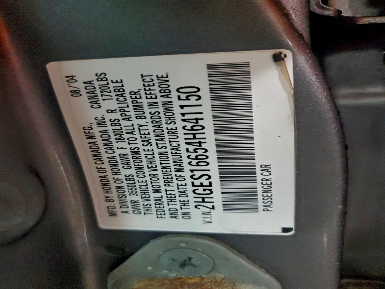 2004 HONDA CIVIC LX photo 12