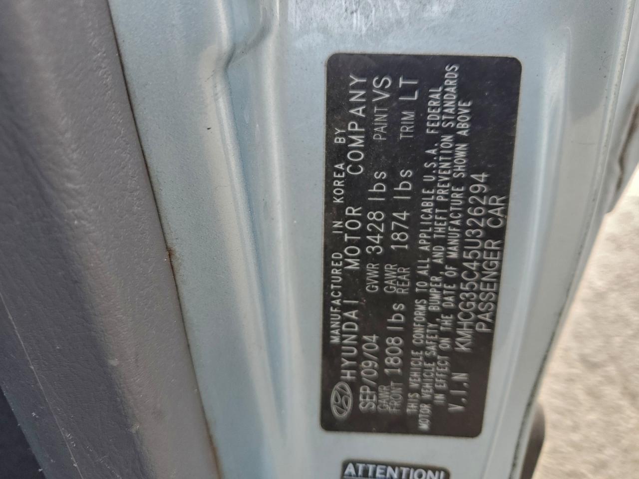 2005 HYUNDAI ACCENT GS photo 12
