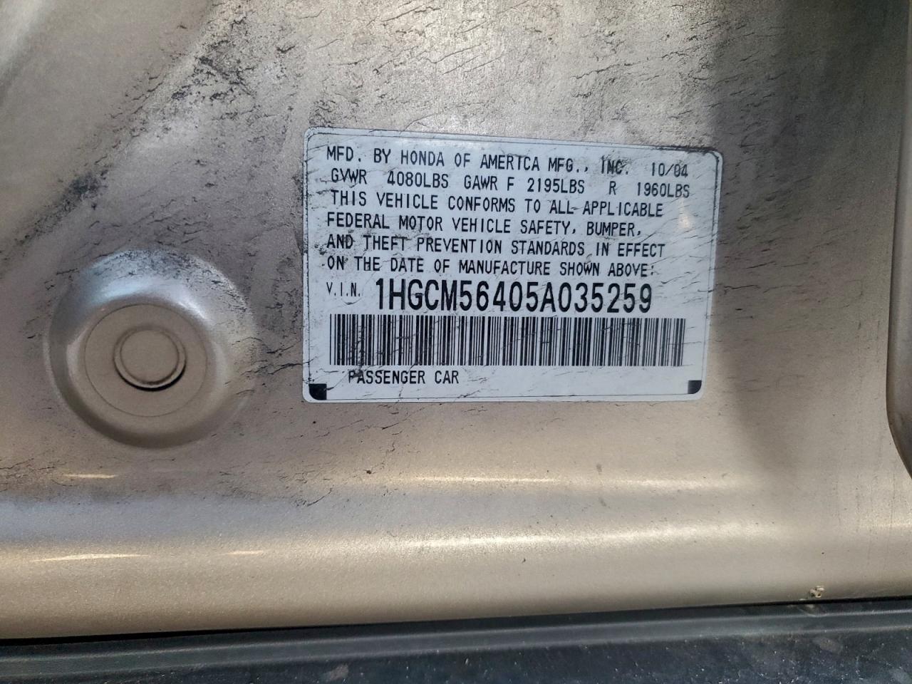 2005 HONDA ACCORD LX photo 25