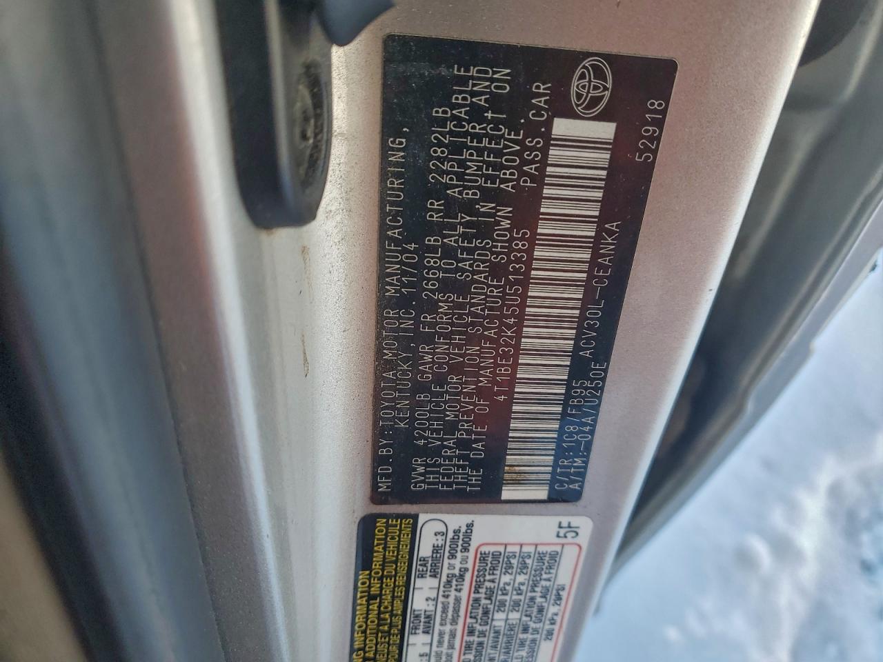2005 TOYOTA CAMRY LE photo 23