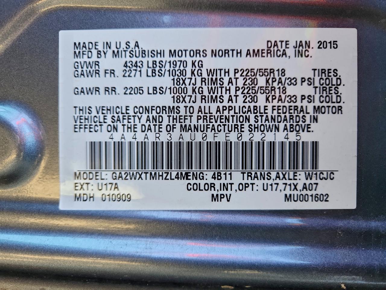 2015 MITSUBISHI OUTLANDER SPORT ES photo 27