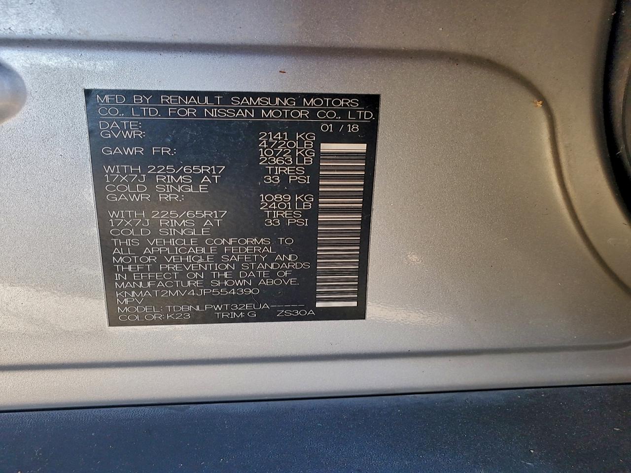 2018 NISSAN ROGUE S photo 23