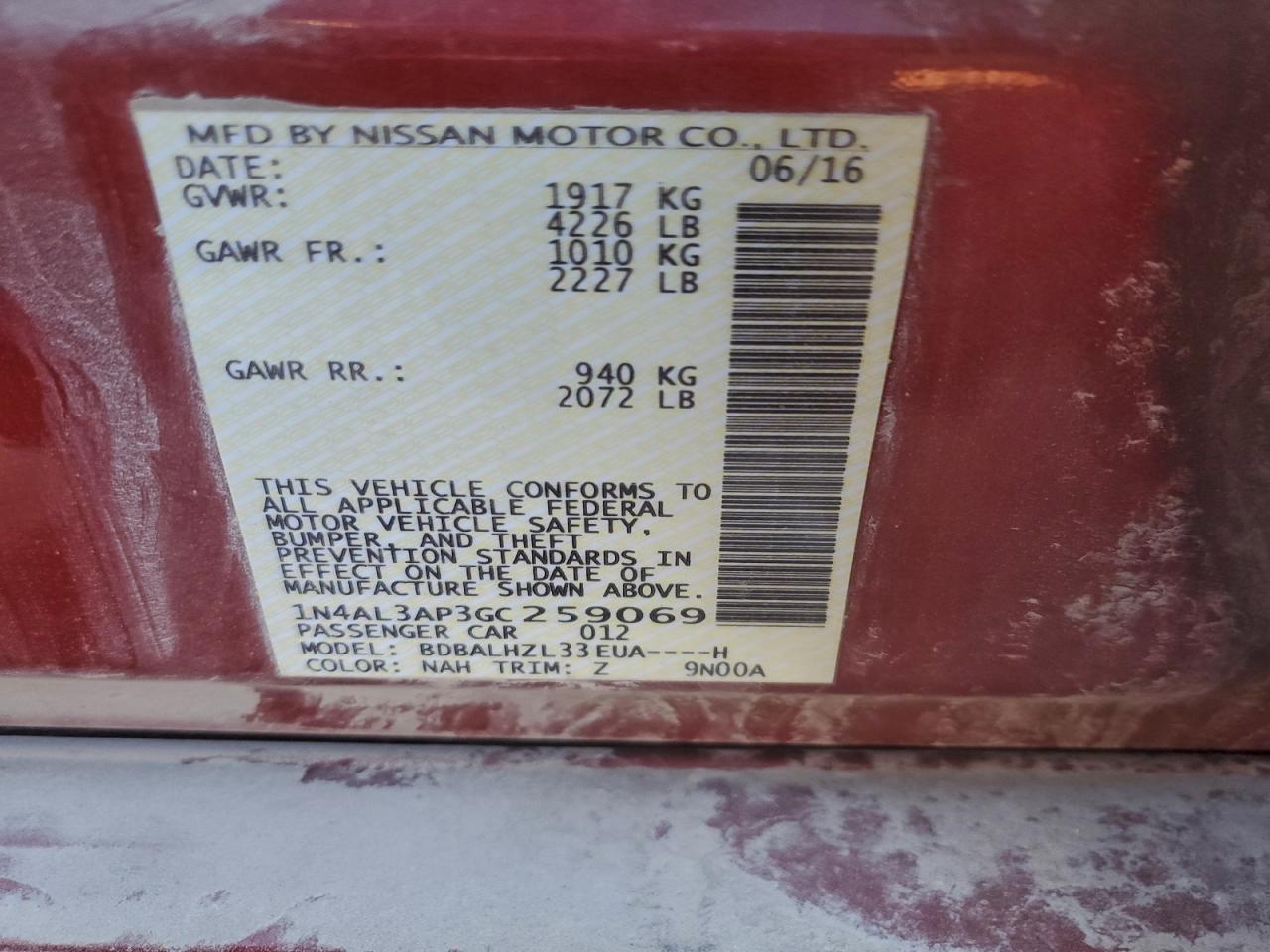 2016 NISSAN ALTIMA 2.5 photo 13