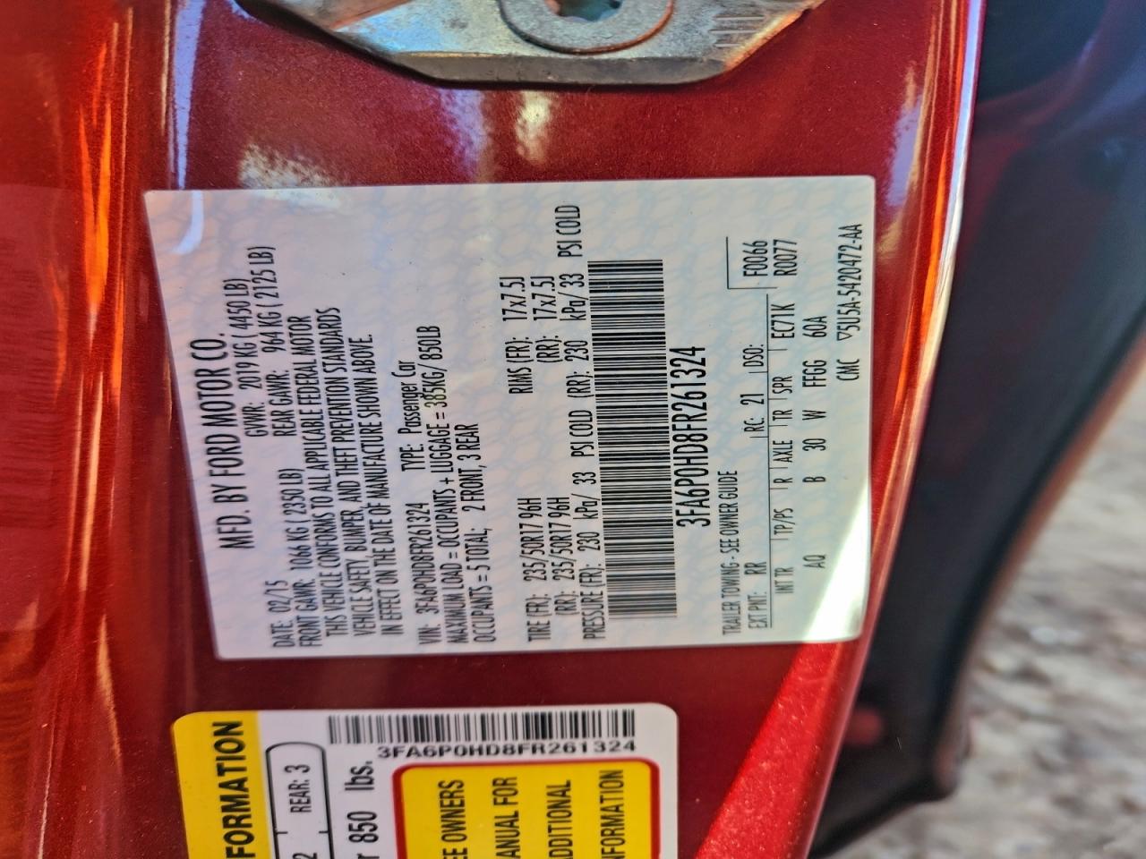 2015 FORD FUSION SE photo 23