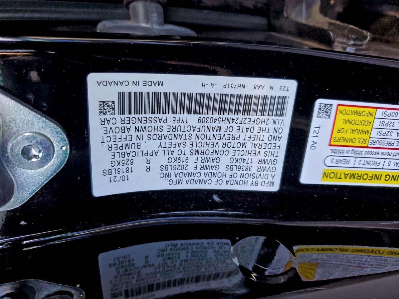 2022 HONDA CIVIC LX photo 23