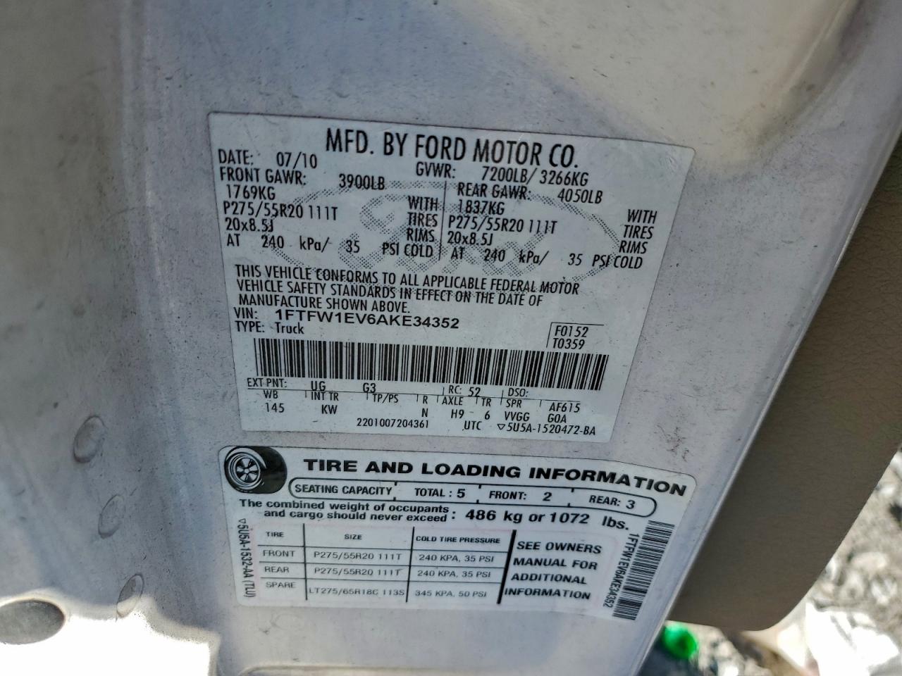 2010 FORD F150 SUPERCREW photo 12