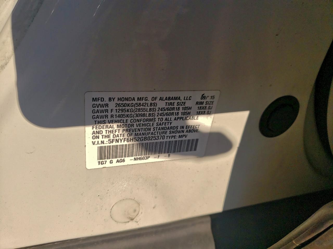 2016 HONDA PILOT EXL photo 40