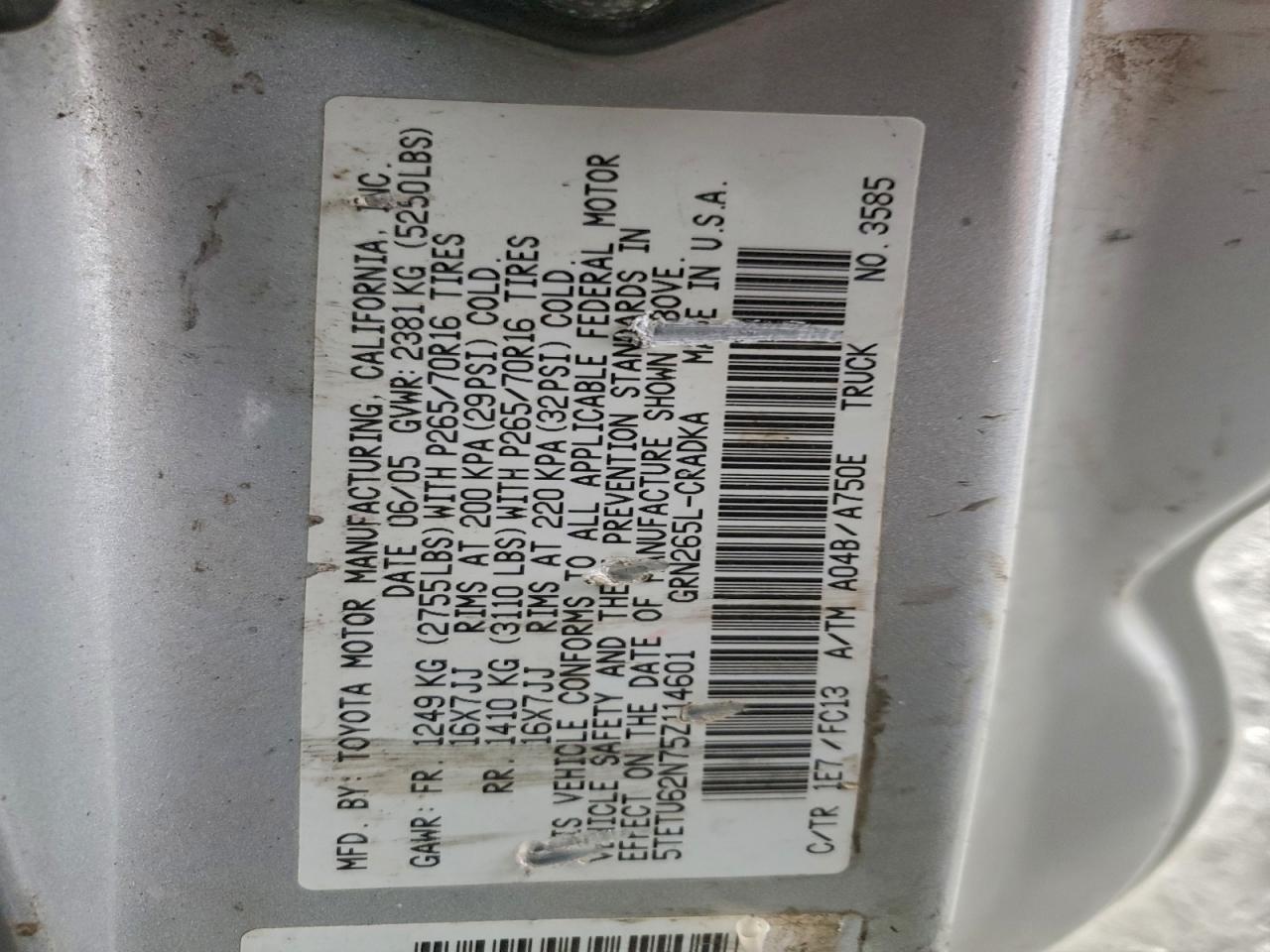 2005 TOYOTA TACOMA PRERUNNER ACCESS CAB photo 12