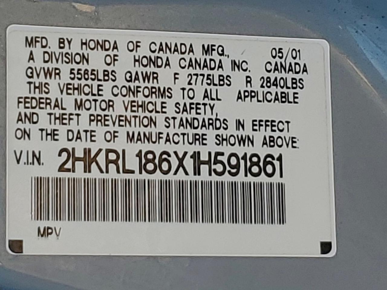 2001 HONDA ODYSSEY EX photo 37